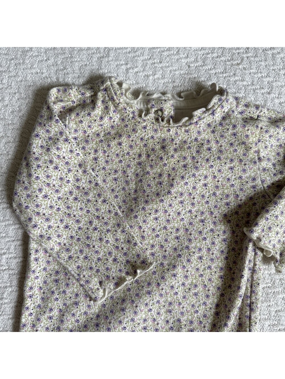 Vintage 2002 Gymboree Pink Floral Paisley Ruffle Collar Bodysuit 6-12M Snap